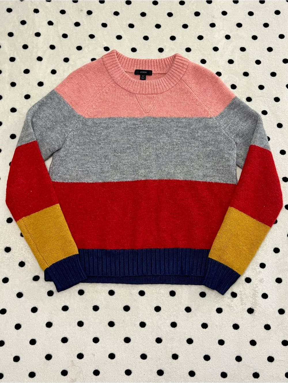 J. Crew Alpaca Wool Colorblock Crewneck Sweater Size S